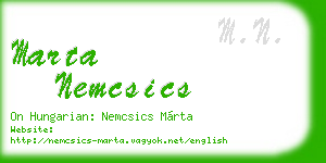 marta nemcsics business card